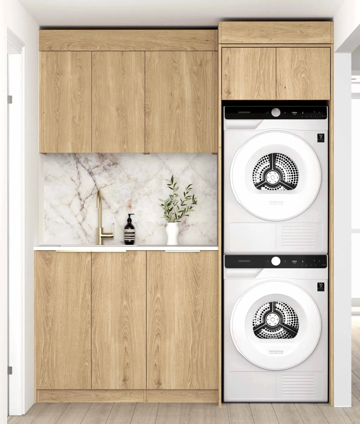 Byron/Bondi Natural Oak Laundry Kit 1715x600x2100