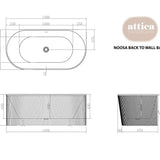Attica Noosa Fluted BTW Multi-fit Bath with Overflow