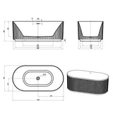 Attica Havana Freestanding Fluted Bath with Overflow