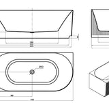 Attica Havana Corner Fluted Bath with Overflow