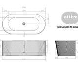 Attica Noosa Fluted BTW Multi-fit Bath with Overflow