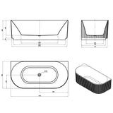Attica Havana BTW Multi-Fit Fluted Bath with Overflow