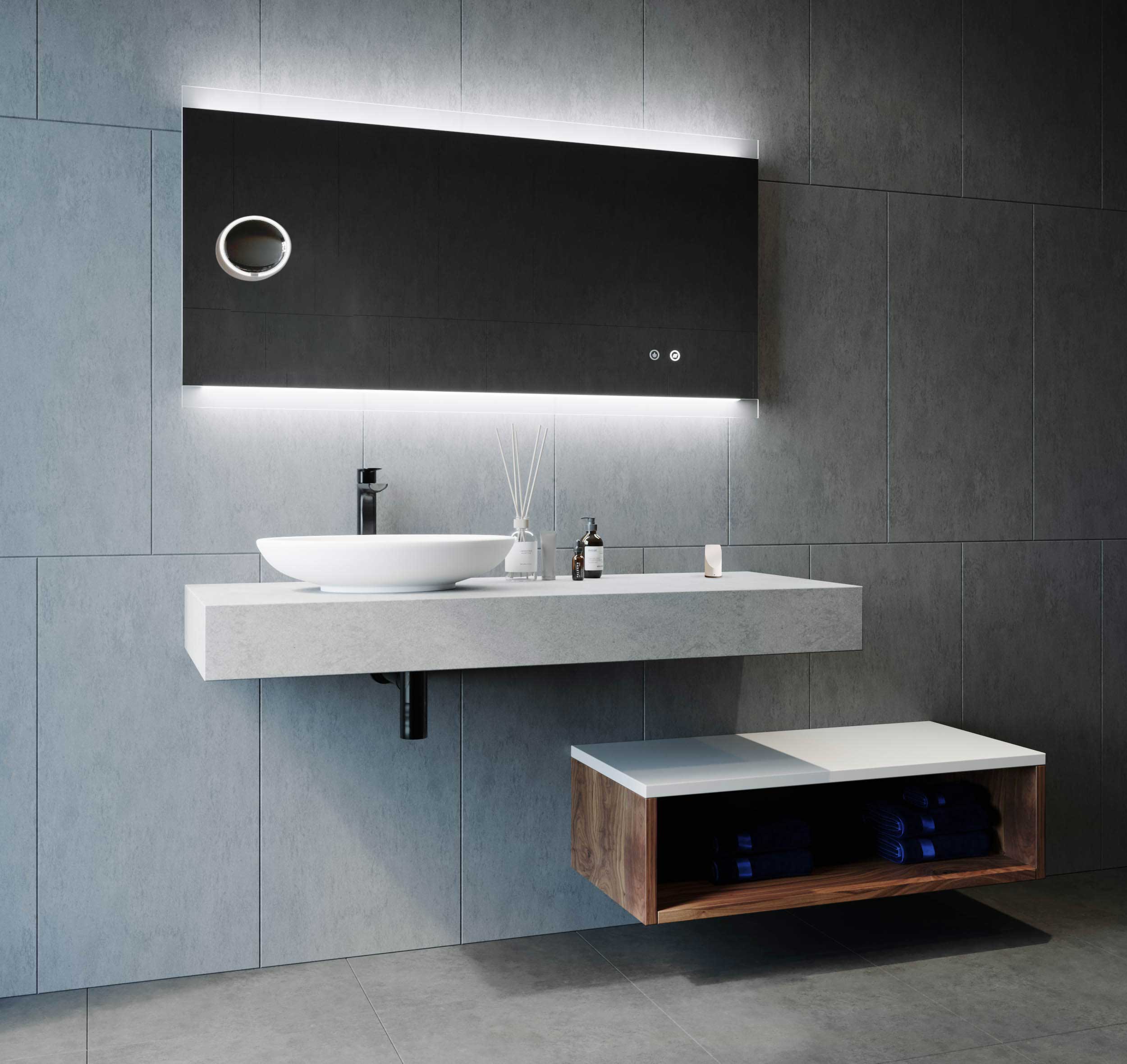 MIRO LED MIRROR WITH DEMISTER & PORTABLE MAGNIFIER