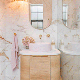 Bondi 600mm Natural Oak Wall Hung Curve Vanity (12TH & NTH Only)