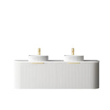 Bondi 1500mm Satin White Fluted Wall Hung Curve Vanity