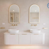 Bondi 1800mm Satin White Fluted Wall Hung Curve Vanity