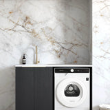 Byron/Bondi Black Oak Base Laundry Cabinet with Stone Top and Sink 1300x600x900