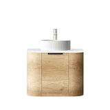 Bondi 600mm Natural Oak Wall Hung Curve Vanity (12TH & NTH Only)