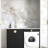 Marlo Black Base Laundry Cabinet with Stone Top and Sink 1300x600x900
