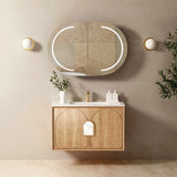 Laguna 900mm Natural American Oak Wall Hung Vanity