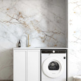 Hampshire White Base Laundry Cabinet with Stone Top and Sink 1300x600x900