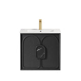 Laguna 600mm Black American Oak Wall Hung Vanity