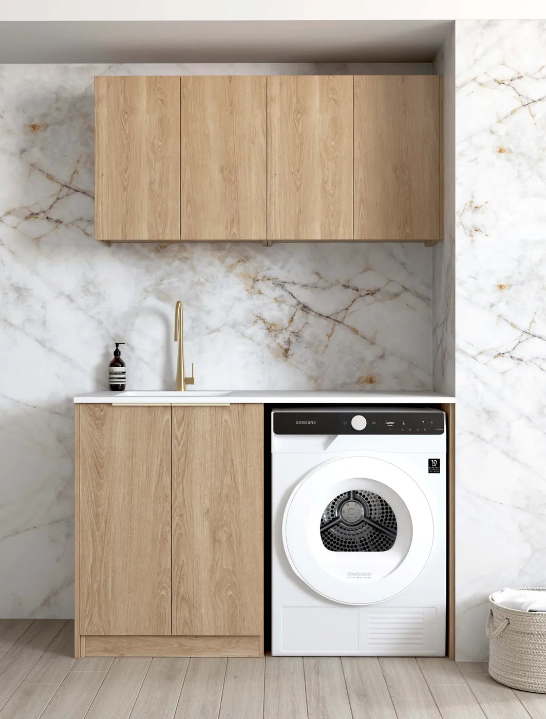Byron/Bondi Natural Oak Laundry Kit 1305x600x2100