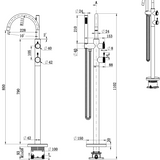 Mica Freestanding Bath Mixer with Hand Shower - FLUTED
