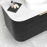 OTTI BONDI BLACK OAK 900MM CURVE SINGLE BOWL WALL HUNG VANITY