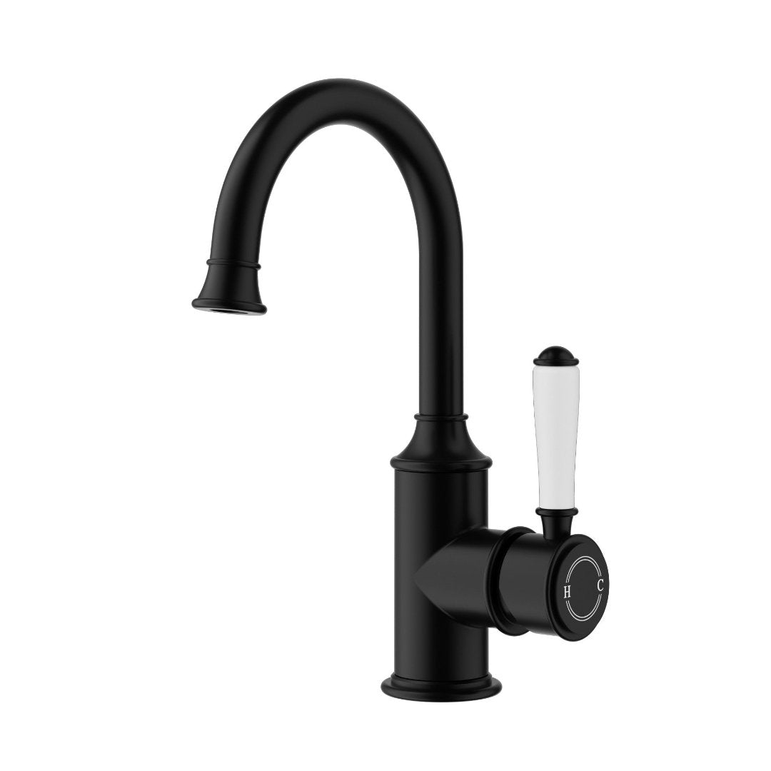 Clasico Basin Mixer – Gooseneck- Ceramic Handle