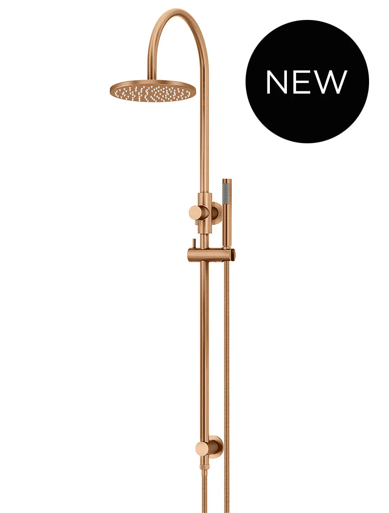 ROUND GOOSENECK SHOWER SET WITH 200MM ROSE, SINGLE-FUNCTION HAND SHOWER