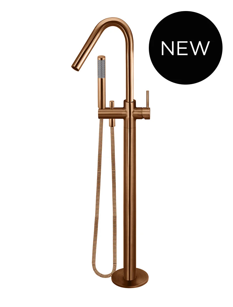 Round Freestanding Bath Spout and Hand Shower