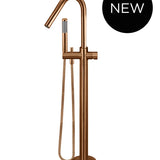 Round Pinless Freestanding Bath Spout and Hand Shower