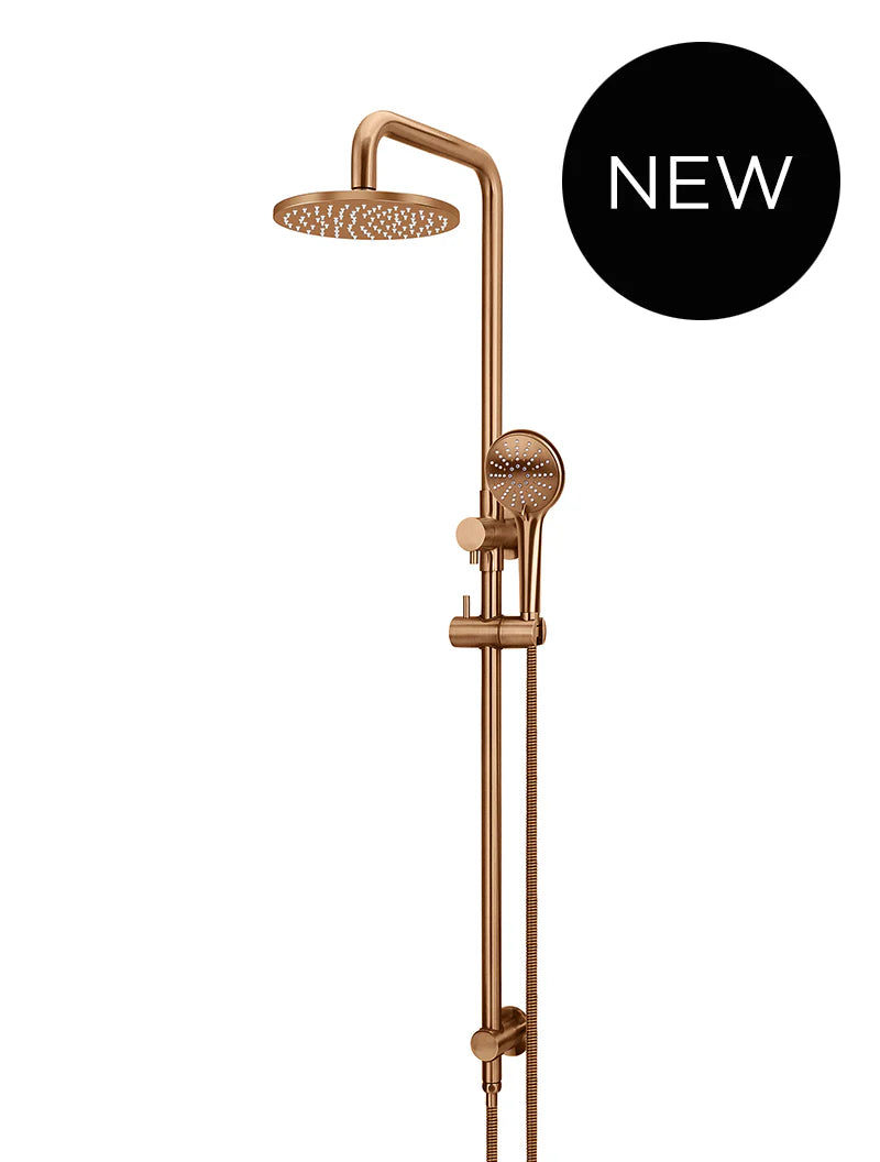 ROUND COMBINATION SHOWER RAIL, 200MM ROSE, THREE-FUNCTION HAND SHOWER