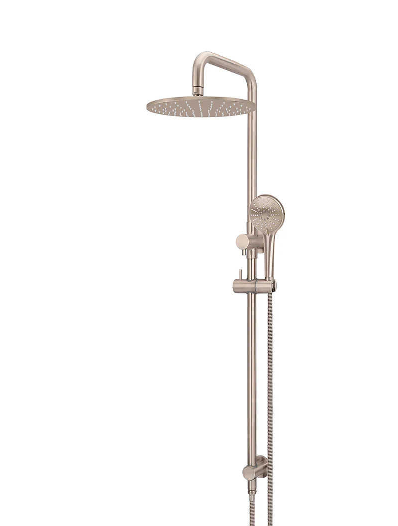 ROUND COMBINATION SHOWER RAIL, 300MM ROSE, THREE FUNCTION HAND SHOWER