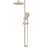 ROUND GOOSENECK SHOWER SET WITH 200MM ROSE, THREE-FUNCTION HAND SHOWER