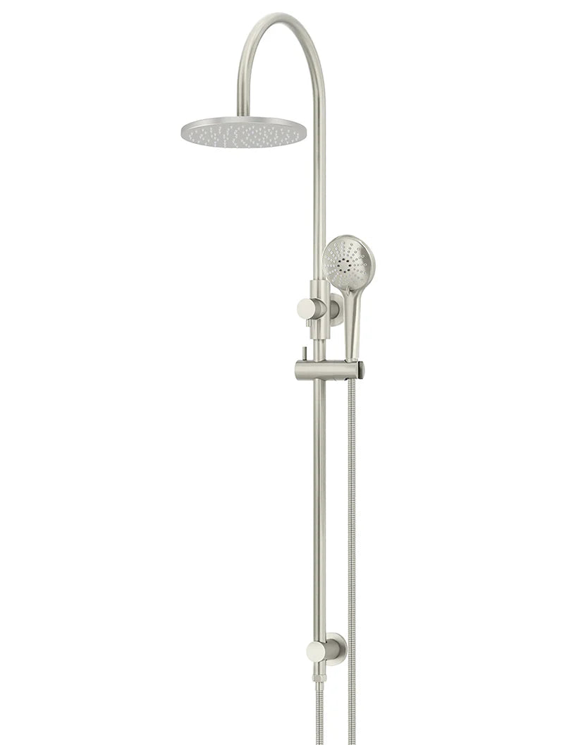 ROUND GOOSENECK SHOWER SET WITH 200MM ROSE, THREE-FUNCTION HAND SHOWER