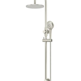 ROUND GOOSENECK SHOWER SET WITH 200MM ROSE, THREE-FUNCTION HAND SHOWER