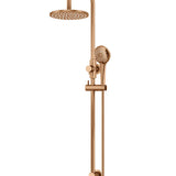 ROUND GOOSENECK SHOWER SET WITH 200MM ROSE, THREE-FUNCTION HAND SHOWER