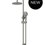 ROUND GOOSENECK SHOWER SET WITH 200MM ROSE, THREE-FUNCTION HAND SHOWER