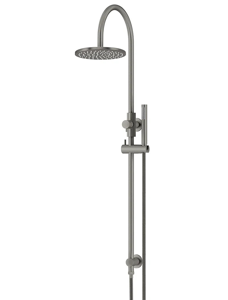 ROUND GOOSENECK SHOWER SET WITH 200MM ROSE, SINGLE-FUNCTION HAND SHOWER