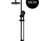 ROUND GOOSENECK SHOWER SET WITH 200MM ROSE, THREE-FUNCTION HAND SHOWER