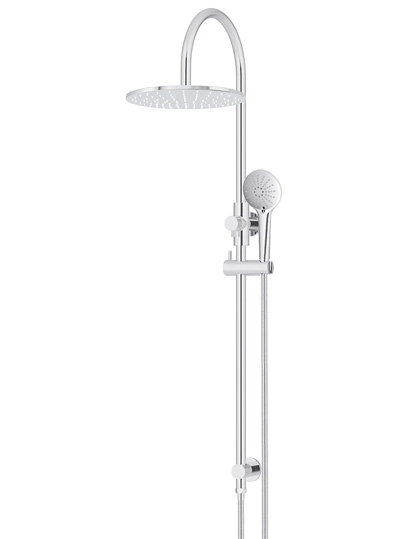 ROUND GOOSENECK SHOWER SET WITH 300MM ROSE, THREE-FUNCTION HAND SHOWER