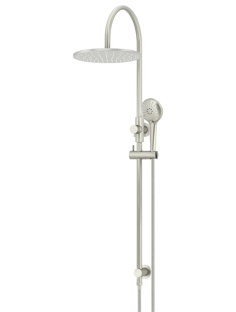 ROUND GOOSENECK SHOWER SET WITH 300MM ROSE, THREE-FUNCTION HAND SHOWER