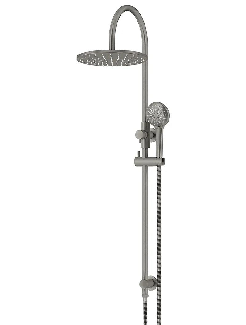 ROUND GOOSENECK SHOWER SET WITH 300MM ROSE, THREE-FUNCTION HAND SHOWER