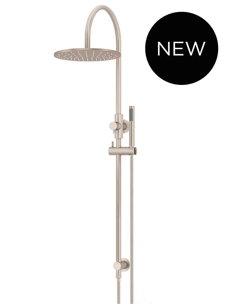 ROUND GOOSENECK SHOWER SET WITH 300MM ROSE, THREE-FUNCTION HAND SHOWER