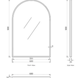 Archie 900mm x 600mm Metal Framed Mirror