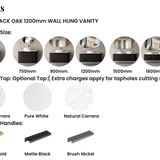 Bondi 1200mm Black Oak Wall Hung Curve Vanity