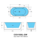 Capri Groove Freestanding Corner Bathtub