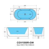 Capri Groove Freestanding Corner Bathtub