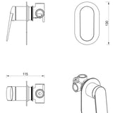 Lantra Shower Mixer – Oval Plate – TRIM KIT ONLY