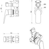 Kaza Shower Mixer Diverter – 2P – TRIM KIT ONLY