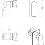Kaza Shower Mixer – Square Plate – TRIM KIT ONLY