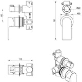 Eleniko Shower Mixer Diverter – 2P – TRIM KIT ONLY