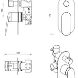 Lantra Shower Mixer Diverter – 1P – TRIM KIT ONLY