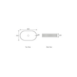 Hudson Oval 600x350x120 Concrete Fluted White Basin