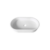 Hudson Oval 600x350x120 Concrete Fluted White Basin