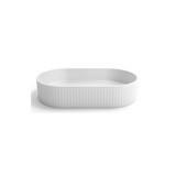 Hudson Oval 600x350x120 Concrete Fluted White Basin