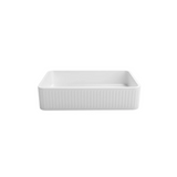 Hudson Square 520x320x120 Concrete Fluted White Basin
