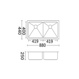 Luminare Sink 880 x 440mm – Double Bowl